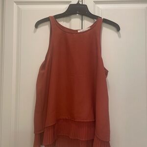 Abercrombie & Fitch Asymmetrical Pleated Tank Top in Brown and Orange